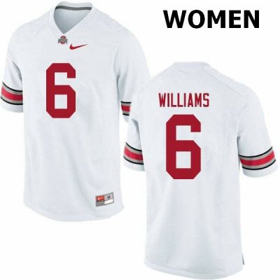 NCAA Ohio State Buckeyes Women's #6 Jameson Williams White Nike Football College Jersey TKY8745RO